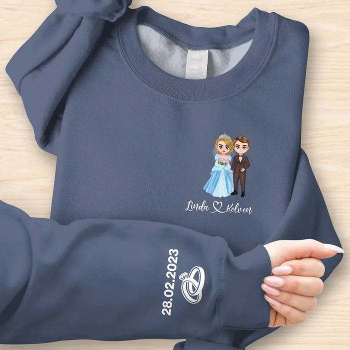 Custom Personalized Wedding Chibi Couple Sweater - Anniversary/ Christmas/ Valentine's Day Gift Idea For Couple/ Him/ Her