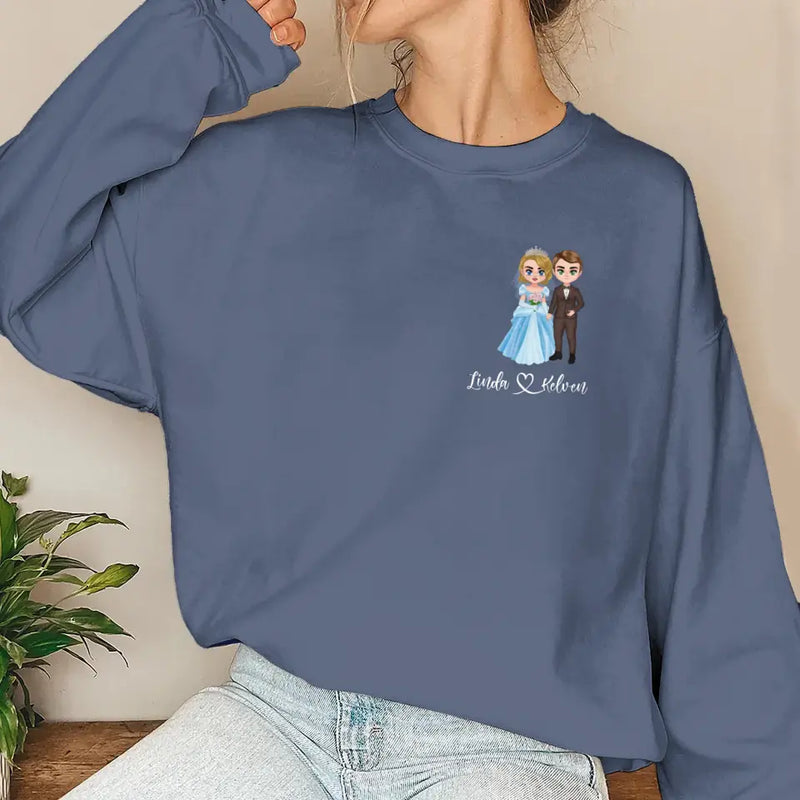 Personalized Wedding Chibi Couple Sweater - Anniversary/Christmas/Valentine's Day Gift Idea For Couple/Him/Her