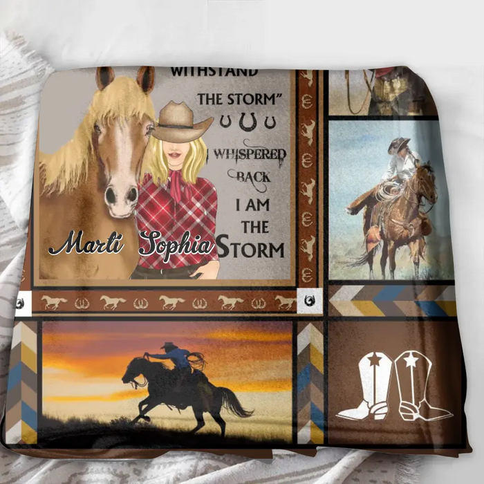 Custom Personalized Horse Girl Quilt/Single Layer Fleece Blanket - Gift Idea For Girl/Horse Lovers - I Am The Storm