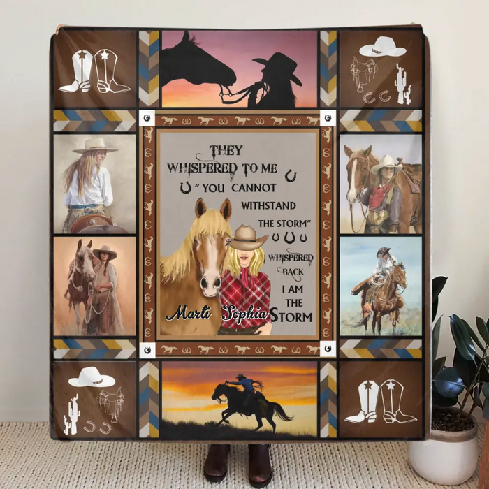 Custom Personalized Horse Girl Quilt/Single Layer Fleece Blanket - Gift Idea For Girl/Horse Lovers - I Am The Storm