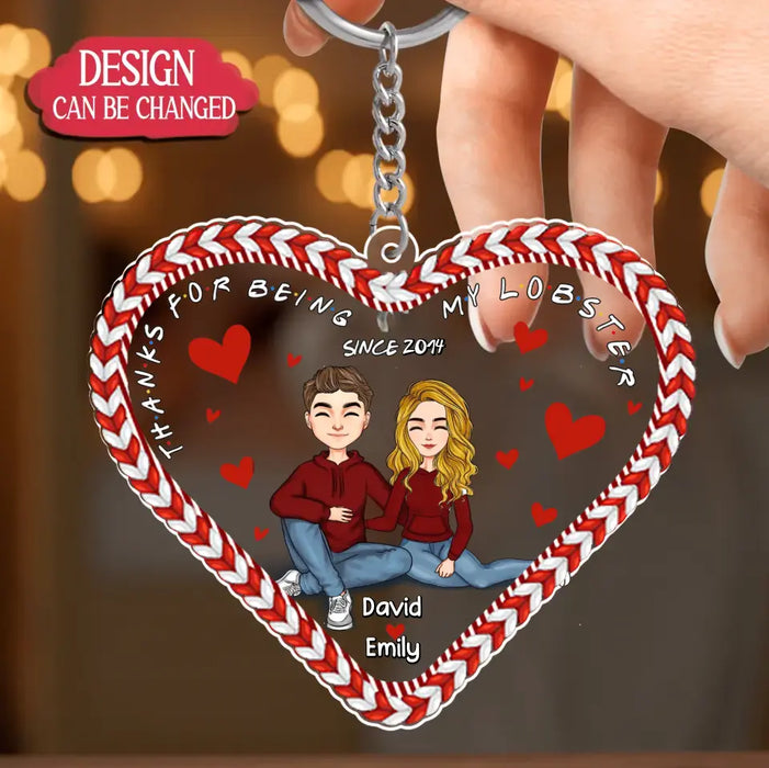 Custom Personalized Couple Heart Acrylic Keychain - Gift Idea For Couple/ Valentine's Day - Gift To Him/ Her - Thanks For Being My Lobster