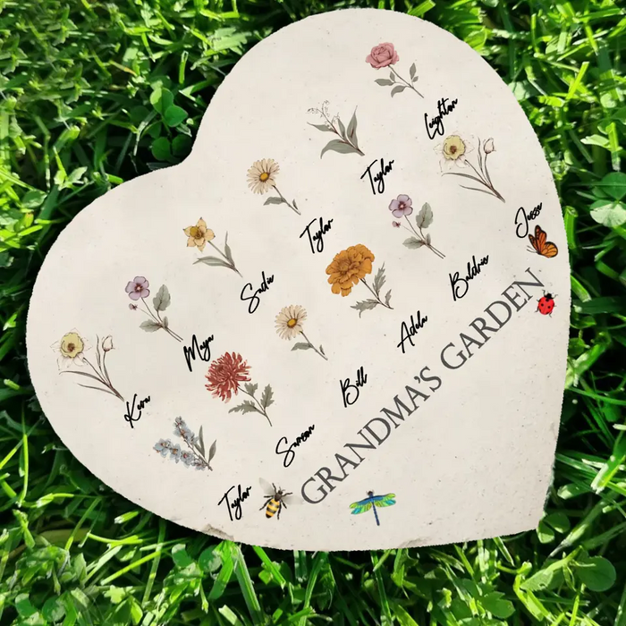 Custom Personalized Grandma's Garden Heart Lithograph - Mother's Day Gift Idea For Grandma/ Mother - Upto 12 Kids