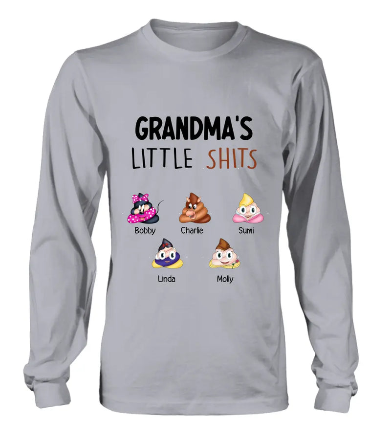 Personalized Funny Shirt/Hoodie - Gift Idea For Mom/Dad/Grandpa/Grandma - Up to 5 Kids - Grandma's Little Shits