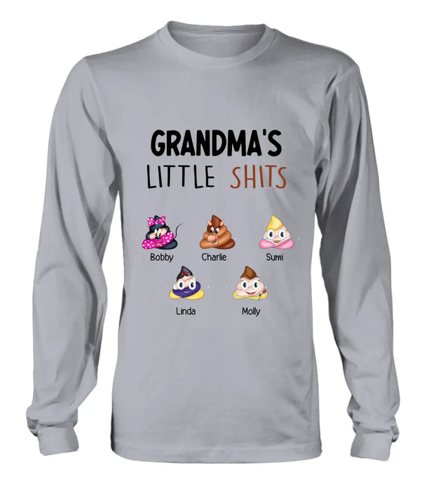 Custom Personalized Funny Shirt/ Hoodie - Gift Idea For Mom/Dad/Grandpa/Grandma - Upto 5 Kids - Grandma's Little Shits