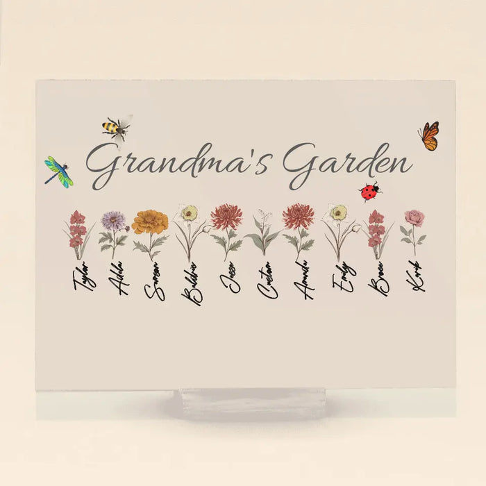 Custom Personalized Grandma's Garden Acrylic Plaque - Mother's Day Gift Idea For Grandma/ Mother - Upto 10 Kids