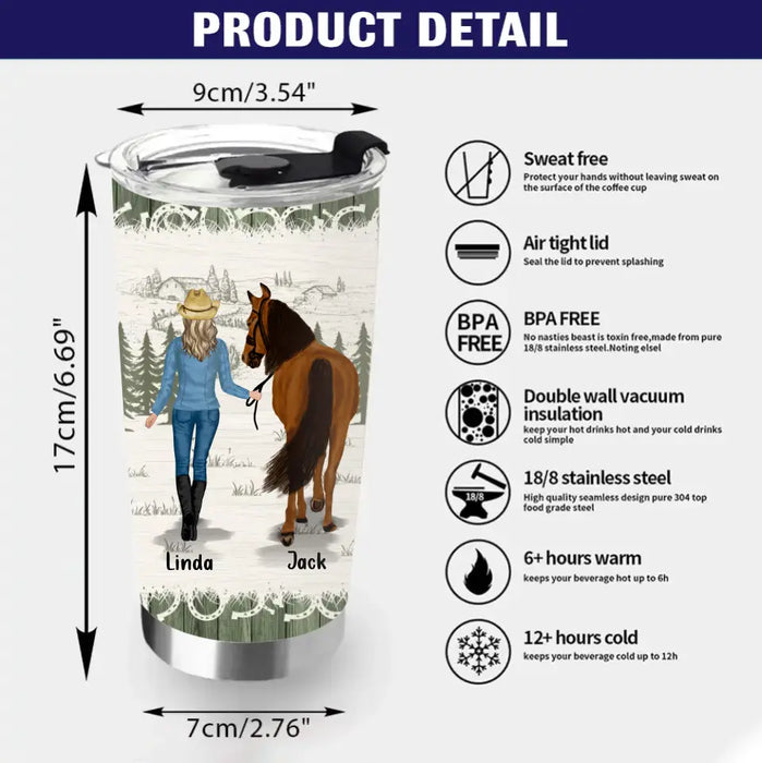 Custom Personalized Horse Girl Tumbler - Gift Idea For Horse Lovers - Upto 6 Horses - I'll Be Watching You