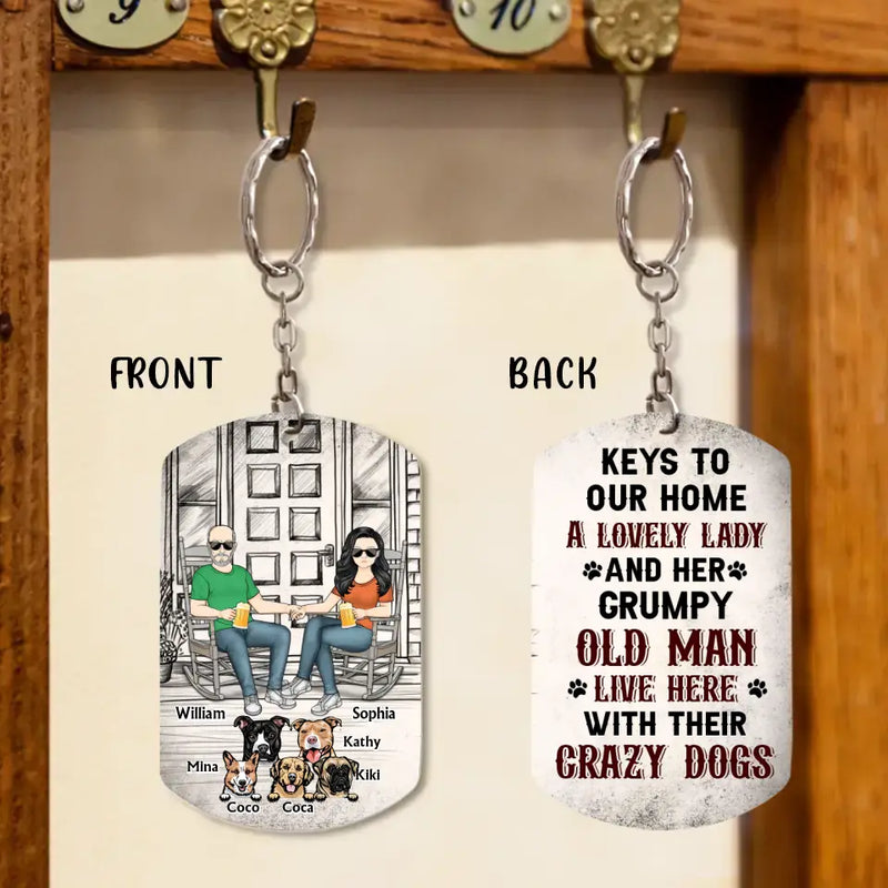 Personalized Couple Aluminum Keychain - Gift Idea For Couple/Dog Lovers - Up to 5 Dogs - Keys To Our Home