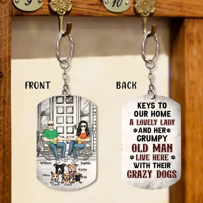 Custom Personalized Couple Aluminum Keychain - Gift Idea For Couple/Dog Lovers - Upto 5 Dogs - Keys To Our Home