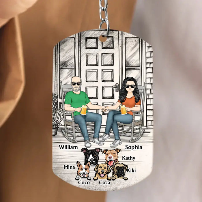 Custom Personalized Couple Aluminum Keychain - Gift Idea For Couple/Dog Lovers - Upto 5 Dogs - Keys To Our Home