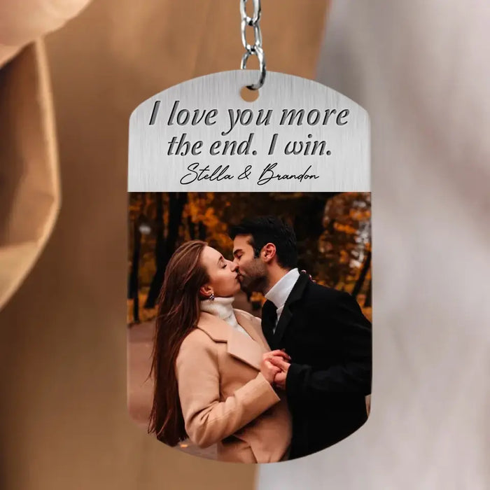 Custom Personalized Couple Aluminum Keychain - Gift Idea For Couple/ Him/ Her/ Valentine's Day - I Love You More The End I Win