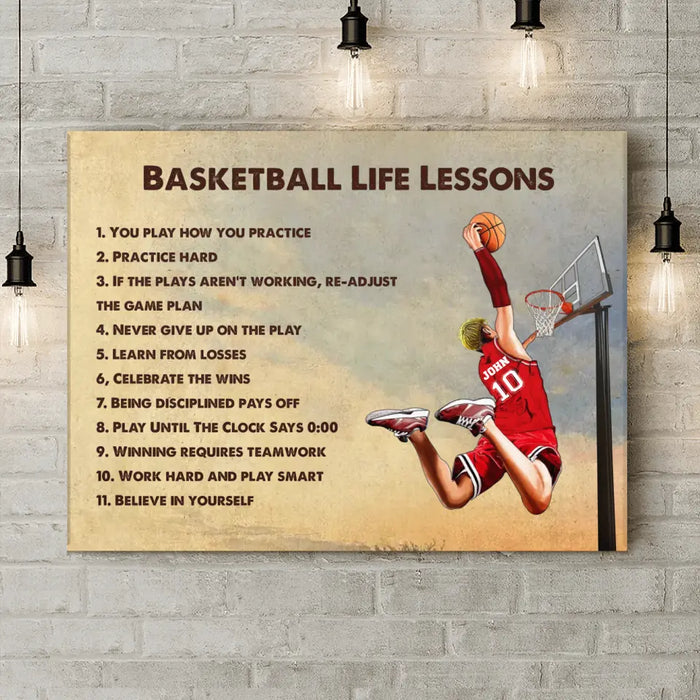 Custom Personalized Basketball Horizontal Canvas - Gift Idea For Basketball Lovers/Son/Grandson - Basketball Life Lessons