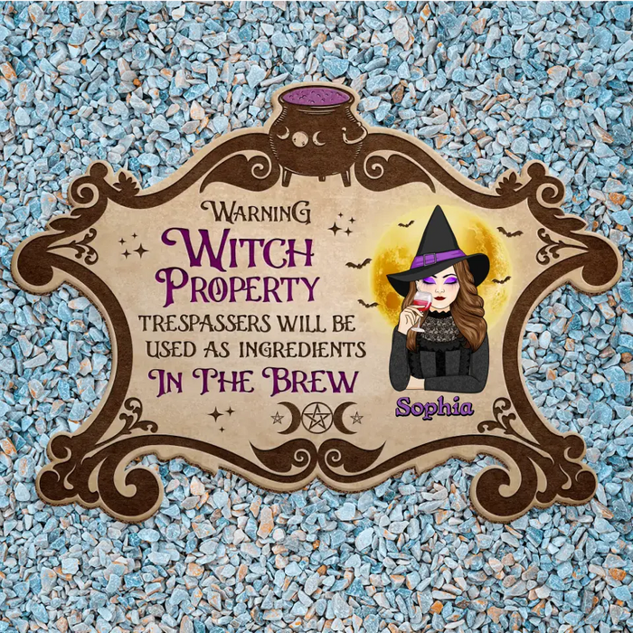 Personalized Witch Doormat - Gift Idea For Halloween/ Friend - Warning Witch Property Trespassers Will Be Used As Ingredients In The Brew