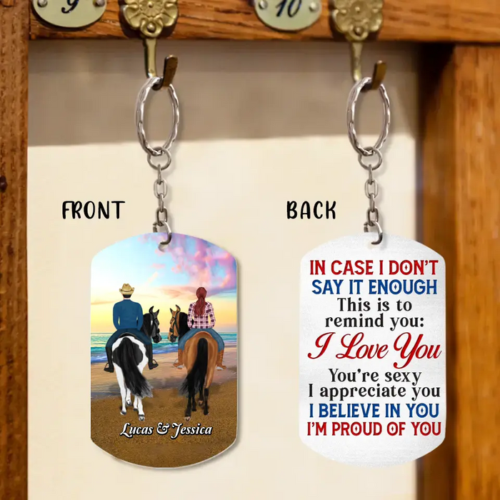 Personalized Riding Horse Couple Aluminum Keychain - Gift Idea For Him/ Husband - I'm Proud Of You