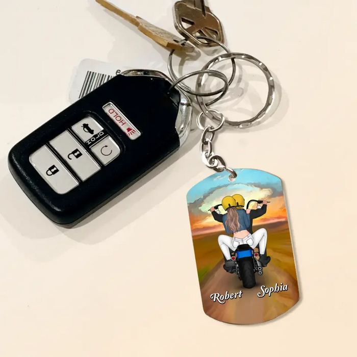 Personalized Riding Motor Couple Aluminum Keychain - Gift Idea For Him/ Husband - You're Sexy