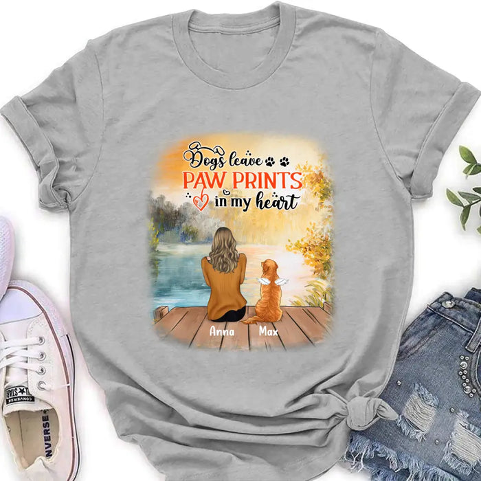 Personalized Dog Mom Shirt/Pullover Hoodie - Up to 5 Dogs - Gift Idea For Dog Lover - Dogs Leave Paw Prints In My Heart