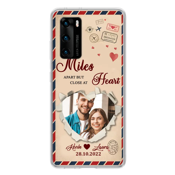 Custom Personalized Couple Phone Case - Gift Idea For Couple/Valentines Day - Upload Photo - Miles Apart But Close At Heart - Case For Oppo/ Xiaomi/ Huawei