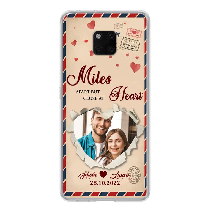 Custom Personalized Couple Phone Case - Gift Idea For Couple/Valentines Day - Upload Photo - Miles Apart But Close At Heart - Case For Oppo/ Xiaomi/ Huawei