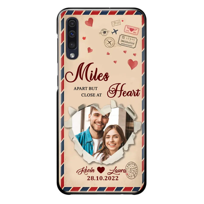 Custom Personalized Couple Phone Case - Gift Idea For Couple/ Valentines Day - Upload Photo - Miles Apart But Close At Heart - Case For iPhone/ Samsung