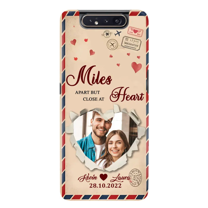 Custom Personalized Couple Phone Case - Gift Idea For Couple/ Valentines Day - Upload Photo - Miles Apart But Close At Heart - Case For iPhone/ Samsung