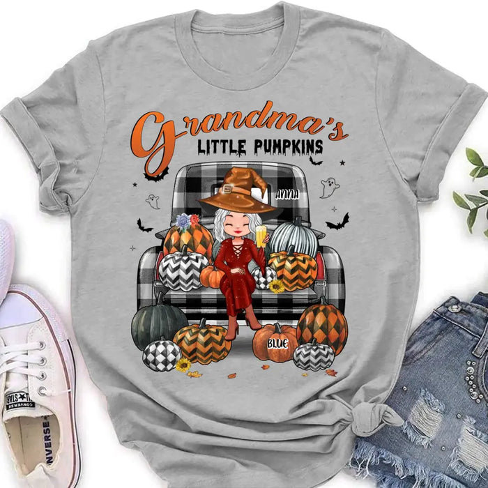 Custom Personalized Grandma Shirt/Hoodie - Upto 10 Kids - Halloween Gift For Grandma - Grandma's Little Pumpkins