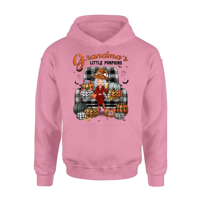 Custom Personalized Grandma Shirt/Hoodie - Upto 10 Kids - Halloween Gift For Grandma - Grandma's Little Pumpkins