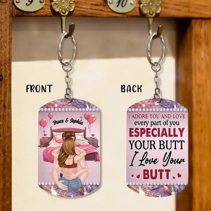 Custom Personalized Sexy Couple Aluminum Keychain - Gift Idea For Couple/Her/Him - I Adore You