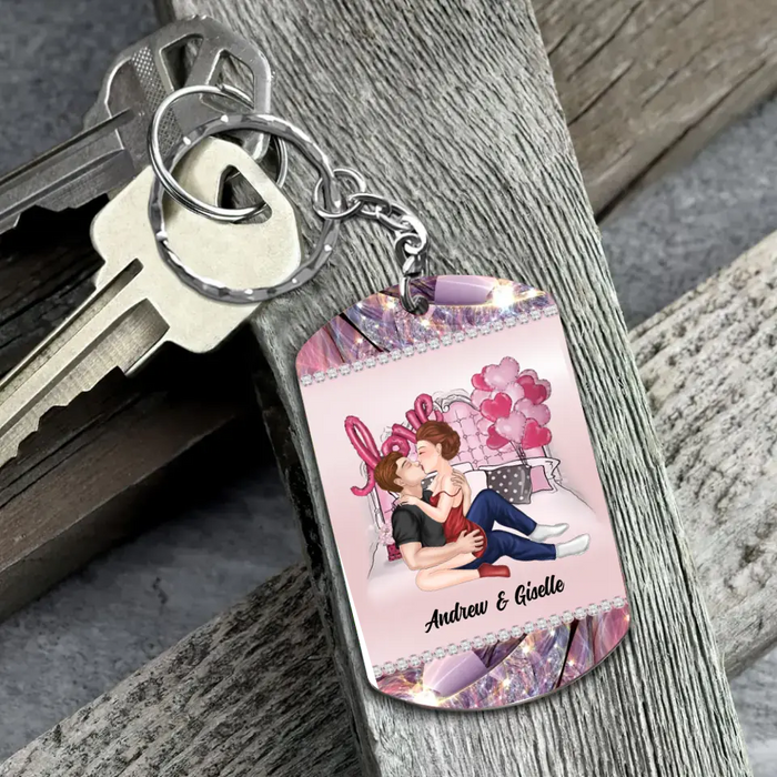 Custom Personalized Sexy Couple Aluminum Keychain - Gift Idea For Couple/Her/Him - I'm Just A Girl Totally In Love With A Guy