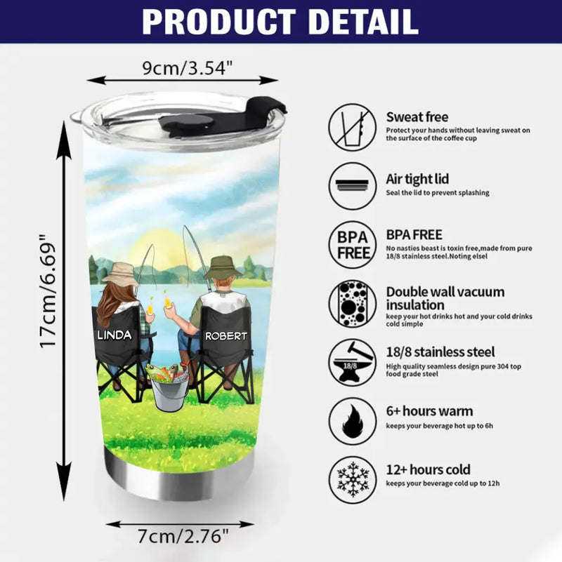 Personalized Fishing Couple Tumbler - Gift Idea for Couple - He's The Master Baiter