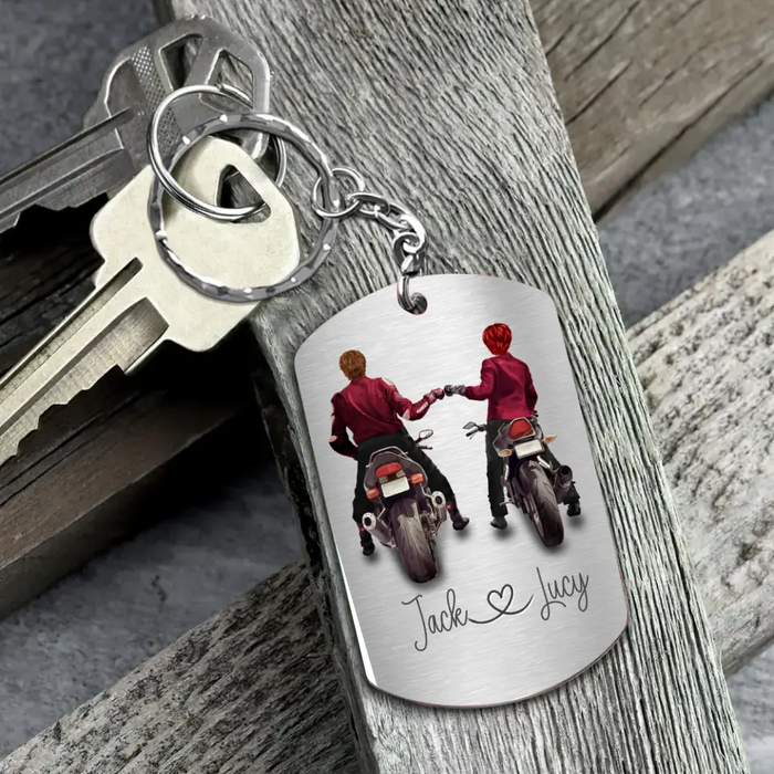 Custom Personalized Riding Couple Aluminum Keychain - Gift Idea For Couple/Her/Him - I Love You  My Sexy Biker Babe