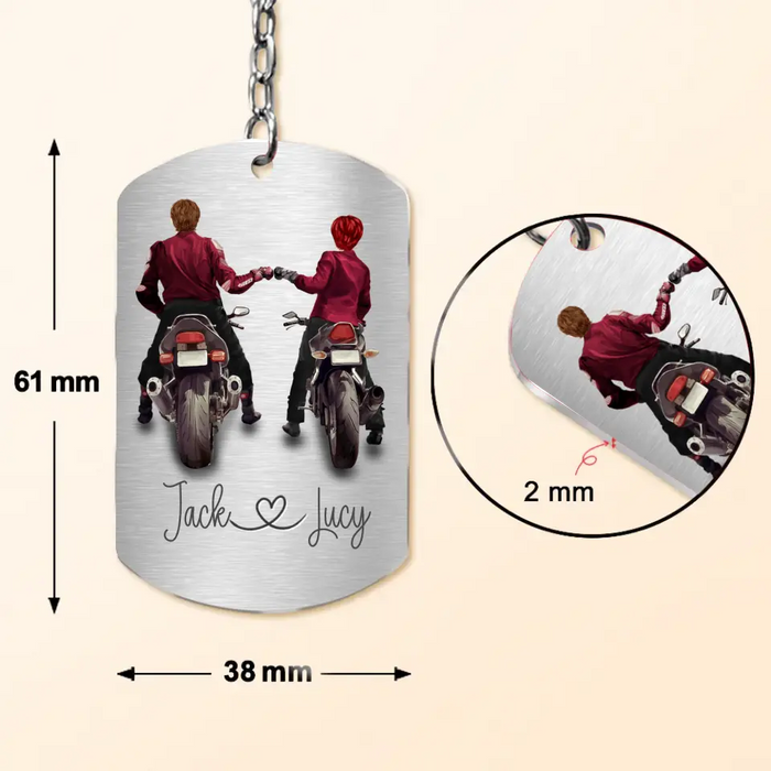 Custom Personalized Riding Couple Aluminum Keychain - Gift Idea For Couple/Her/Him - I Love You  My Sexy Biker Babe