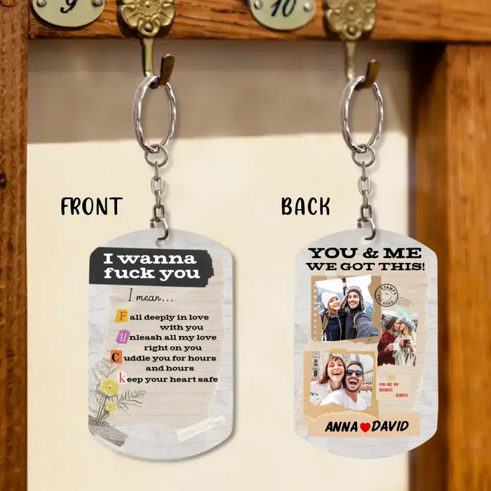 Custom Personalized Photo Couple Aluminum Keychain - Gift Idea for Couple/Him/Her - Upload Photos - Fall Deeply In Love With You