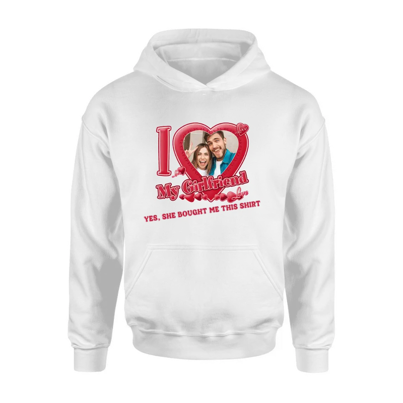 Personalized Couple T-Shirt/Long Sleeve/Sweatshirt/Hoodie - Upload Photo -  Gift Idea For Couple/Her/Valentine's Day - I Love My Girlfriend