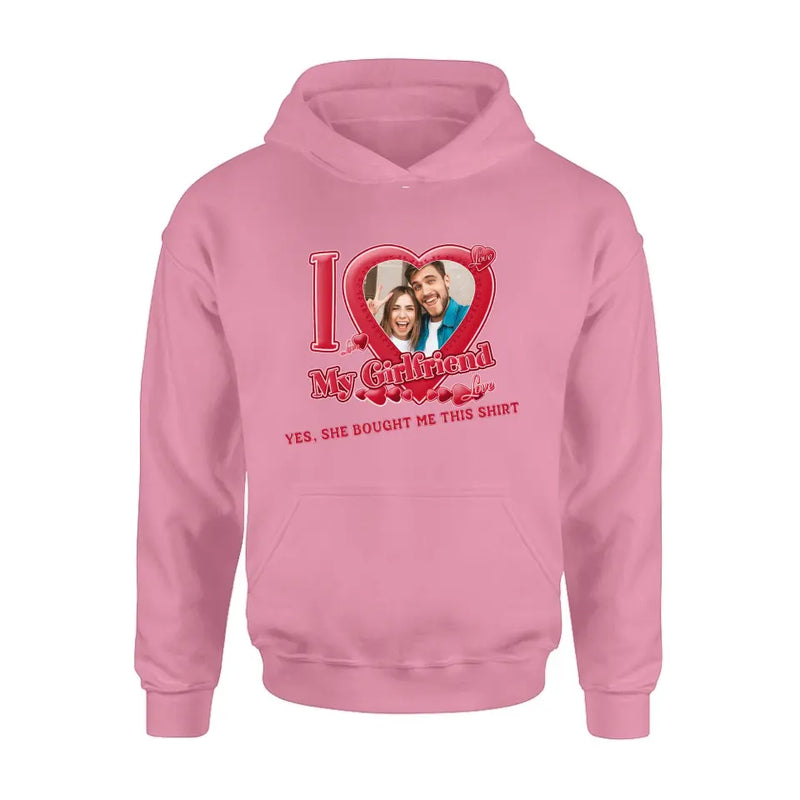 Personalized Couple T-Shirt/Long Sleeve/Sweatshirt/Hoodie - Upload Photo -  Gift Idea For Couple/Her/Valentine's Day - I Love My Girlfriend