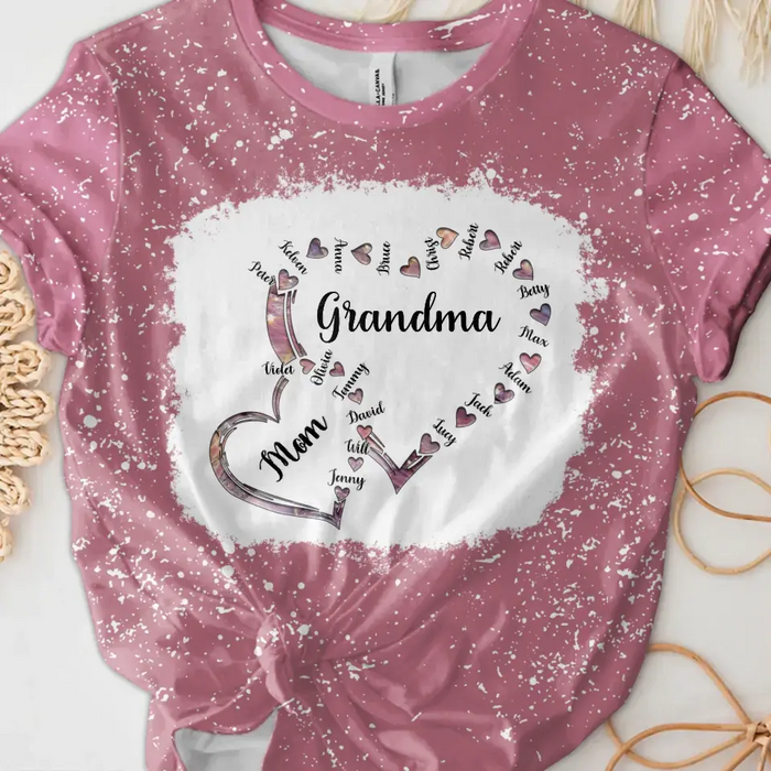 Custom Personalized Mom Grandma And Kids Heart T-shirt - Gift Idea For Mother/ Grandma - Upto 4 Kids And 12 Grandkids