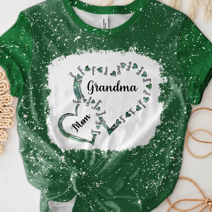 Custom Personalized Mom Grandma And Kids Heart T-shirt - Gift Idea For Mother/ Grandma - Upto 4 Kids And 12 Grandkids