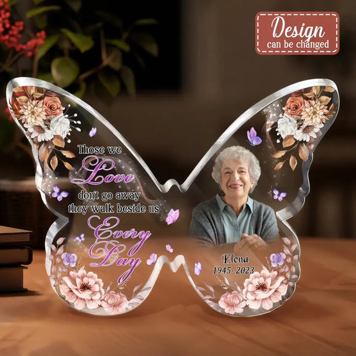 Custom Personalized Memorial Photo Butterfly Acrylic Plaque - Memorial Gift Idea For Family Member - Your Wings Were Ready But My Heart Was Not