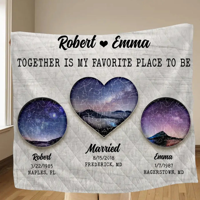 Custom Personalized Couple Quilt/Fleece Throw Blanket - Valentine's Day Gift Idea for Couple - Together Is My Favorite Place To Be