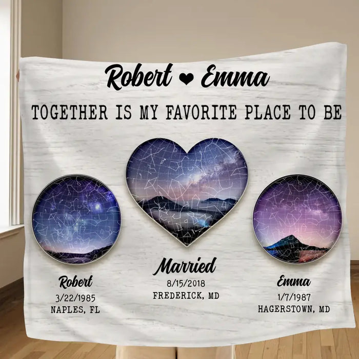 Custom Personalized Couple Quilt/Fleece Throw Blanket - Valentine's Day Gift Idea for Couple - Together Is My Favorite Place To Be