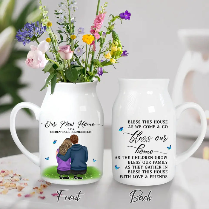 Custom Personalized Our New Home Ceramic Flower Vase - Gift Idea For Couple/ New Home Decoration - Bless This House As We Come & Go