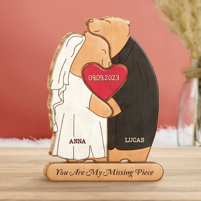 Custom Personalized Bear Couple Wooden Puzzle - Gift Idea For Couple/ Him/ Her/ Valentine's Day - You Are My Missing Piece