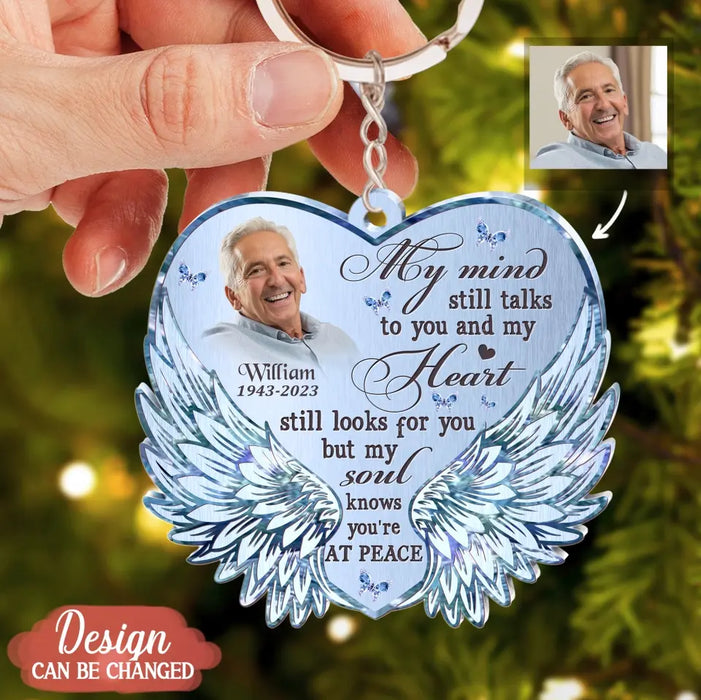 Custom Personalized Memorial Heart Wings Acrylic Keychain - Memorial Gift Idea For Family Member - Upload Photo - Those We Love Don't Go Away They Fly Beside Us Every Day