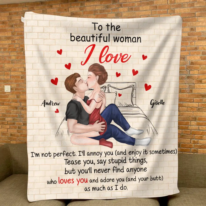 Custom Personalized Couple Fleece Throw/ Quilt Blanket - Gift Idea For Couple/ Her/ Valentine's Day - To The Beautiful Woman I Love