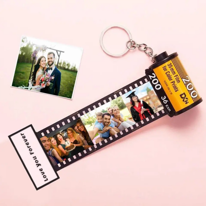 Custom Personalized Couple Photo Film Roll Keychain - Upto 9 Photos - Valentine's Day Gift Idea for Couple