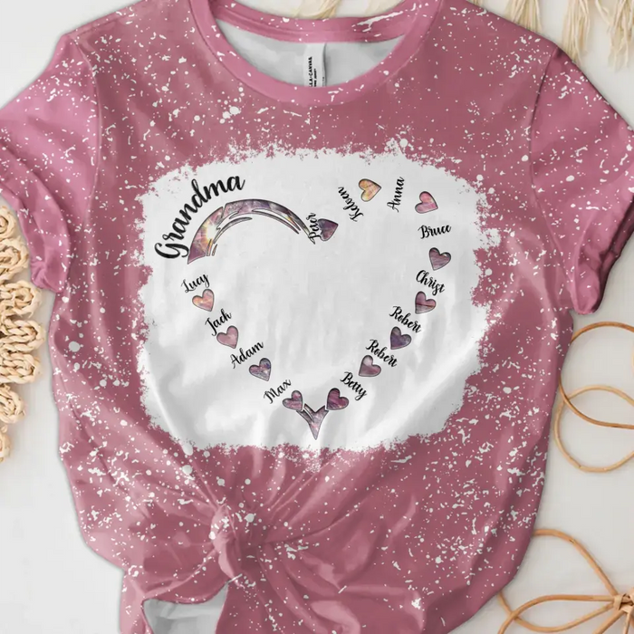 Custom Personalized Grandma Hearts T-shirt - Family Best Gifts For Mother's Day -  Upto 12 Kids