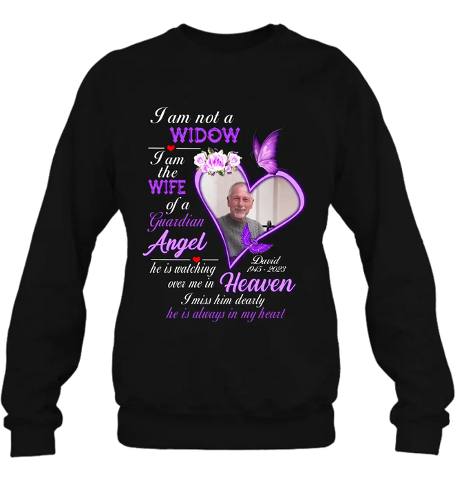 Custom Personalized Memorial Photo T-Shirt/ Long Sleeve/ Sweatshirt/ Hoodie - Upload Photo - Gift Idea For Family - I Am Not A Widow