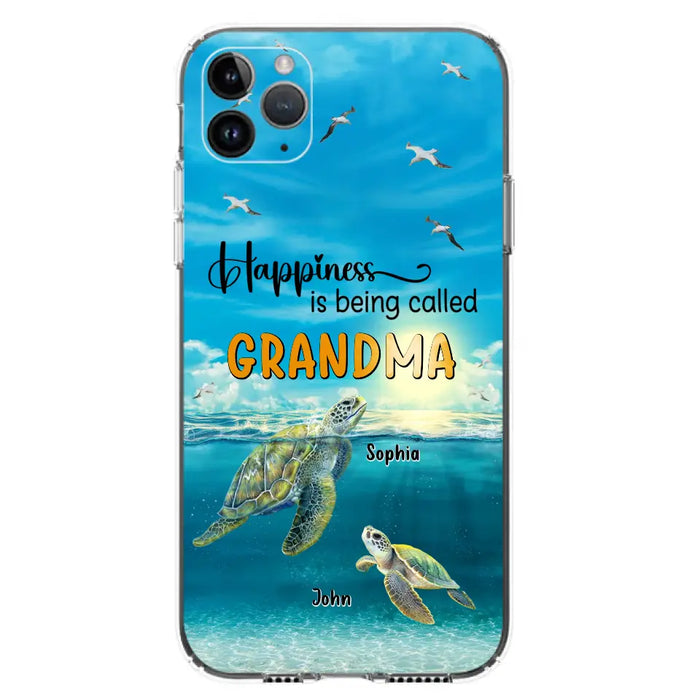 Custom Personalized Grandma Mom Turtle Phone Case - Gift Idea For Grandma - Up to 10 Kids - Happiness Is Being Called Grandma - Case For iPhone, Samsung