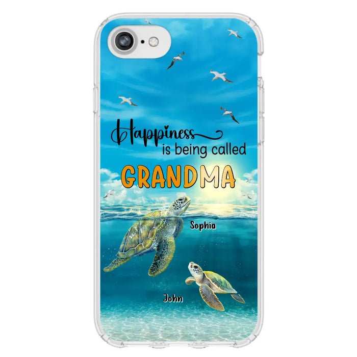 Custom Personalized Grandma Mom Turtle Phone Case - Gift Idea For Grandma - Up to 10 Kids - Happiness Is Being Called Grandma - Case For iPhone, Samsung