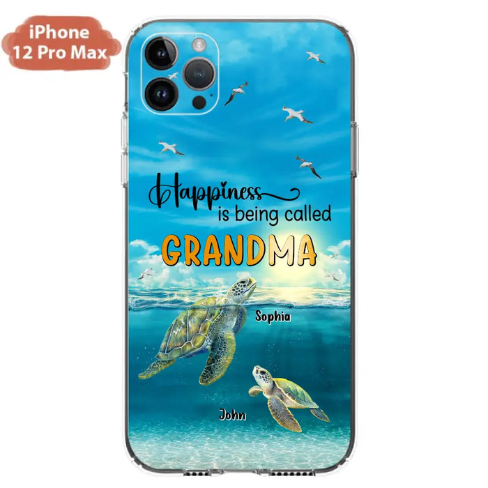 Custom Personalized Grandma Mom Turtle Phone Case - Gift Idea For Grandma - Up to 10 Kids - Happiness Is Being Called Grandma - Case For iPhone, Samsung