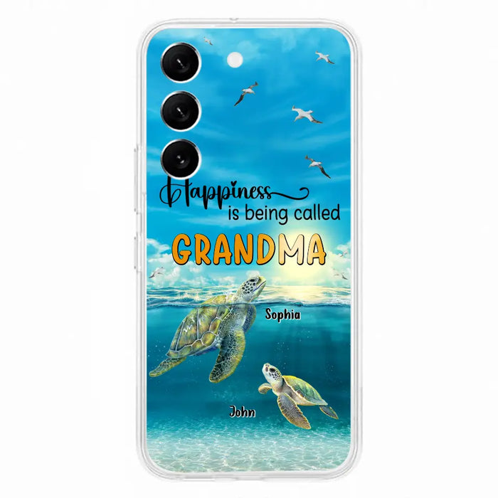 Custom Personalized Grandma Mom Turtle Phone Case - Gift Idea For Grandma - Up to 10 Kids - Happiness Is Being Called Grandma - Case For iPhone, Samsung