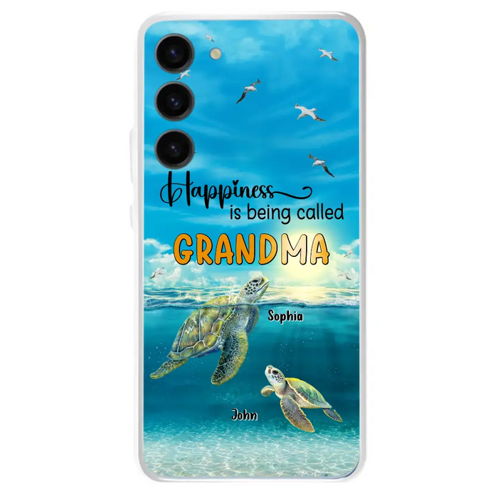 Custom Personalized Grandma Mom Turtle Phone Case - Gift Idea For Grandma - Up to 10 Kids - Happiness Is Being Called Grandma - Case For iPhone, Samsung